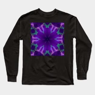 Obsidian Order Purple and Green Geometric Flower Pattern Long Sleeve T-Shirt